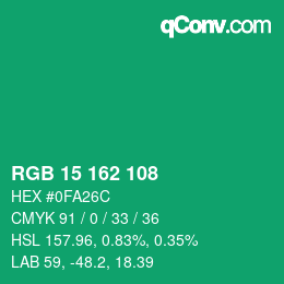 Color code: RGB 15 162 108 | qconv.com