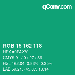 Color code: RGB 15 162 118 | qconv.com