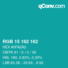 Farbcode: RGB 15 162 162 | qconv.com