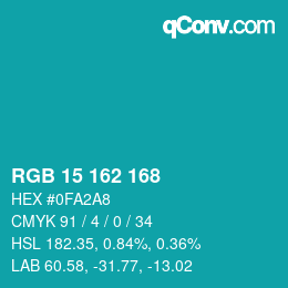 Color code: RGB 15 162 168 | qconv.com