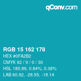 Color code: RGB 15 162 178 | qconv.com