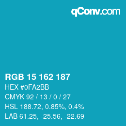Color code: RGB 15 162 187 | qconv.com