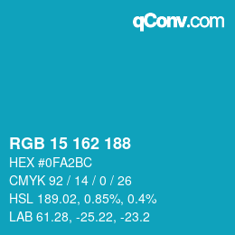 Color code: RGB 15 162 188 | qconv.com