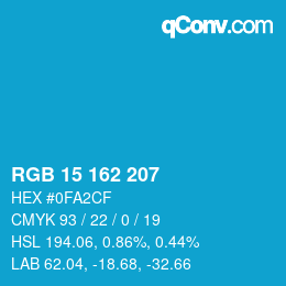 Color code: RGB 15 162 207 | qconv.com
