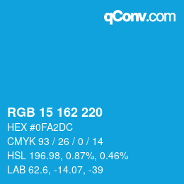 Color code: RGB 15 162 220 | qconv.com
