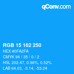 Color code: RGB 15 162 250 | qconv.com