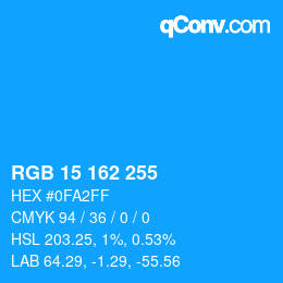 Color code: RGB 15 162 255 | qconv.com