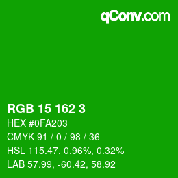 Color code: RGB 15 162 3 | qconv.com