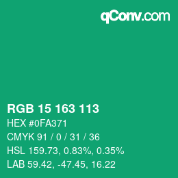 Color code: RGB 15 163 113 | qconv.com