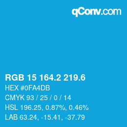 カラーコード: RGB 15 164.2 219.6 | qconv.com