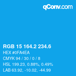 カラーコード: RGB 15 164.2 234.6 | qconv.com
