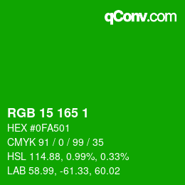 Color code: RGB 15 165 1 | qconv.com
