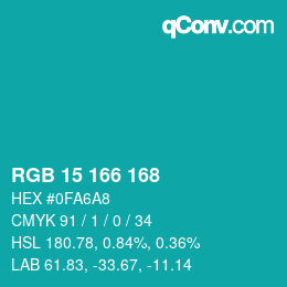 Color code: RGB 15 166 168 | qconv.com