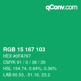 Color code: RGB 15 167 103 | qconv.com