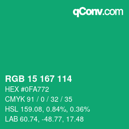 Color code: RGB 15 167 114 | qconv.com