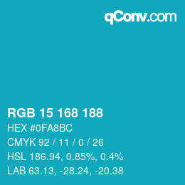 Color code: RGB 15 168 188 | qconv.com