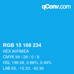 Color code: RGB 15 168 234 | qconv.com