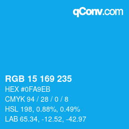 Color code: RGB 15 169 235 | qconv.com