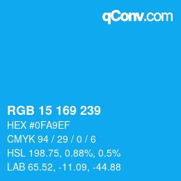 Color code: RGB 15 169 239 | qconv.com