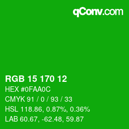 Color code: RGB 15 170 12 | qconv.com