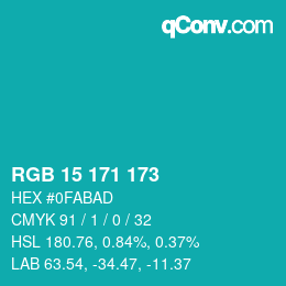 Color code: RGB 15 171 173 | qconv.com