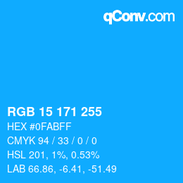 Color code: RGB 15 171 255 | qconv.com