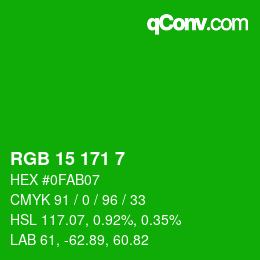 Color code: RGB 15 171 7 | qconv.com