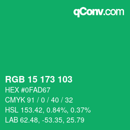 カラーコード: RGB 15 173 103 | qconv.com