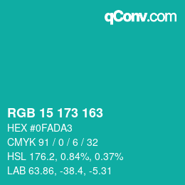 Color code: RGB 15 173 163 | qconv.com