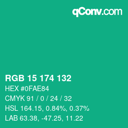 Color code: RGB 15 174 132 | qconv.com