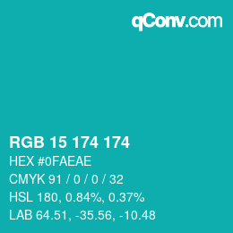 Color code: RGB 15 174 174 | qconv.com