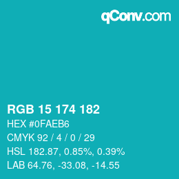 Color code: RGB 15 174 182 | qconv.com