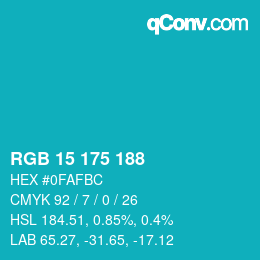 Color code: RGB 15 175 188 | qconv.com