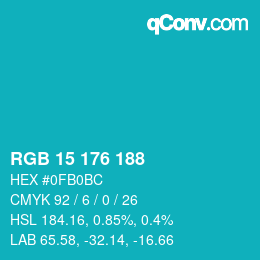 Color code: RGB 15 176 188 | qconv.com
