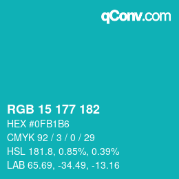Color code: RGB 15 177 182 | qconv.com