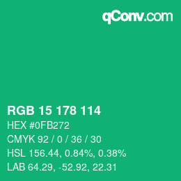 Color code: RGB 15 178 114 | qconv.com