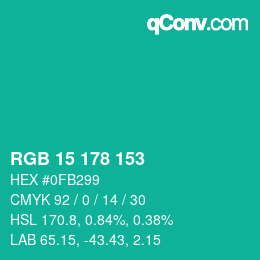 Color code: RGB 15 178 153 | qconv.com