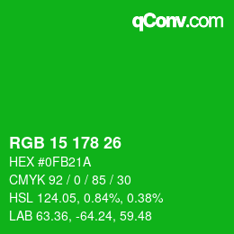 Color code: RGB 15 178 26 | qconv.com