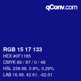 Color code: RGB 15 17 133 | qconv.com