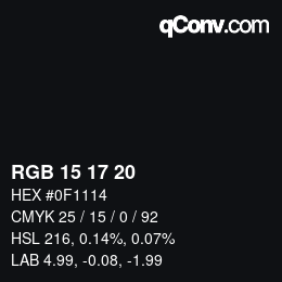 颜色代码: RGB 15 17 20 | qconv.com