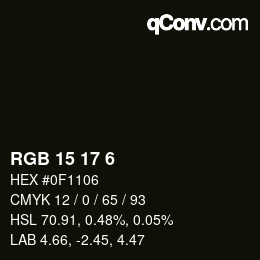 Color code: RGB 15 17 6 | qconv.com