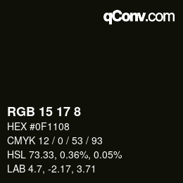 カラーコード: RGB 15 17 8 | qconv.com