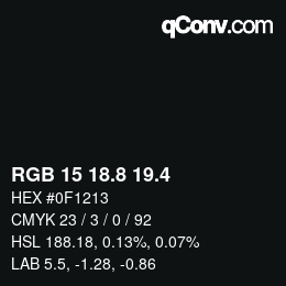 カラーコード: RGB 15 18.8 19.4 | qconv.com