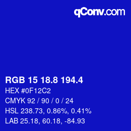 カラーコード: RGB 15 18.8 194.4 | qconv.com