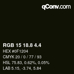 カラーコード: RGB 15 18.8 4.4 | qconv.com