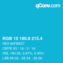 カラーコード: RGB 15 180.8 215.4 | qconv.com