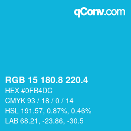 カラーコード: RGB 15 180.8 220.4 | qconv.com