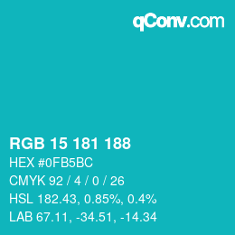 Color code: RGB 15 181 188 | qconv.com