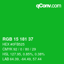 Color code: RGB 15 181 37 | qconv.com