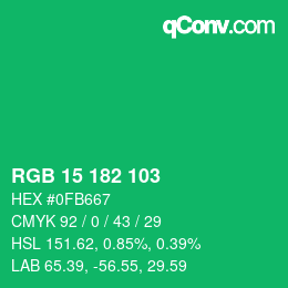 Farbcode: RGB 15 182 103 | qconv.com